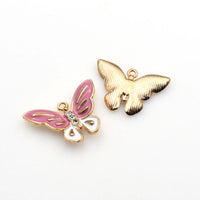 5PCS Enamel Butterfly Charms 3 Colors Available-RS1065