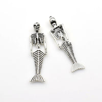 2PCS Mermaid Skeleton Charms Antique Silver Tone-RS1193