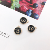 10PCS Number Charms 0-9,Black Enamel Charms Double Sided-RS1225