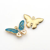 5PCS Enamel Butterfly Charms 3 Colors Available-RS1065