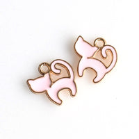 10PCS Enamel Cat Charms 3 Colors Available-RS885