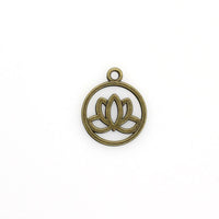 15PCS Round Lotus Charms,3 Colors Available Double Sided-RS551