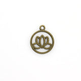 15PCS Round Lotus Charms,3 Colors Available Double Sided-RS551