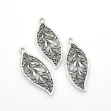 10PCS Leaf Charms,Antique Silver Tone Double Sided-RS055