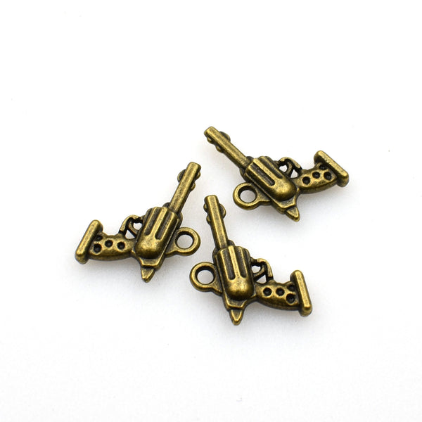 20PCS Gun Charms,Antique Bronze Tone Double Sided-RS1049