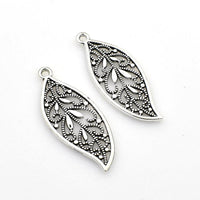 10PCS Leaf Charms,Antique Silver Tone Double Sided-RS055