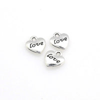 30PCS Love Heart Charms,Antique Silver Tone,Double Sided-RS022