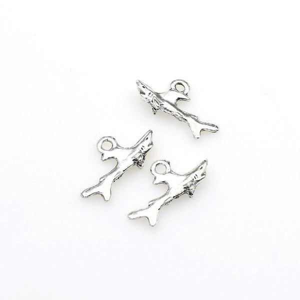 20PCS Shark Charms,Antique Silver Tone 3D-RS746