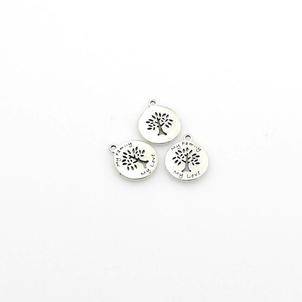 20PCS Round Hollow Tree  Charms,Antique Silver Tone-RS973