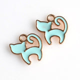 10PCS Enamel Cat Charms 3 Colors Available-RS885