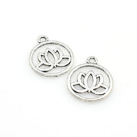 15PCS Round Lotus Charms,3 Colors Available Double Sided-RS551