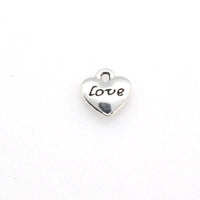 30PCS Love Heart Charms,Antique Silver Tone,Double Sided-RS022