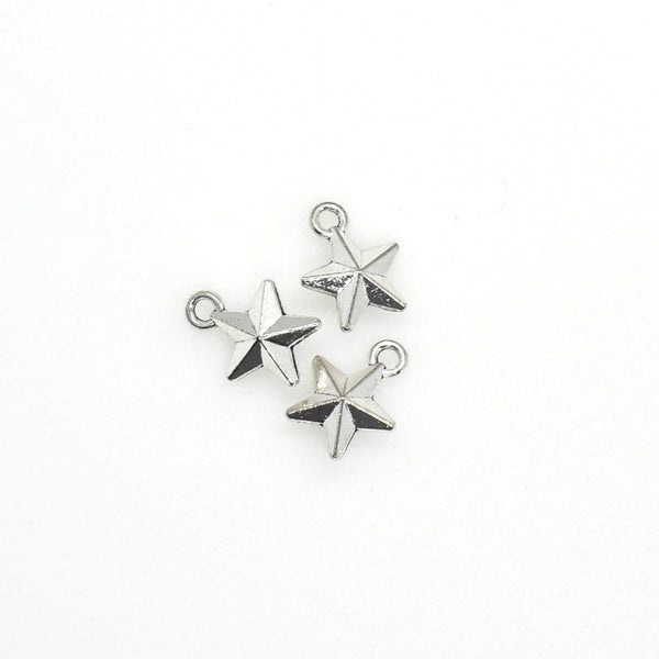 30PCS Star Charms,Antique Silver Tone 3D-RS401