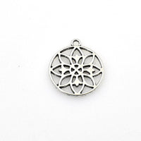 20PCS Flower Charms,Antique Silver Tone Double Sided-RS792