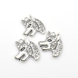 8PCS Wolf Head Charms,Antique Silver Tone-RS607