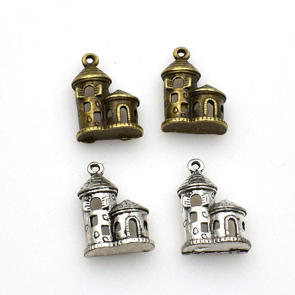 15PCS Castle Charms,2 Colors Available,3D-RS663