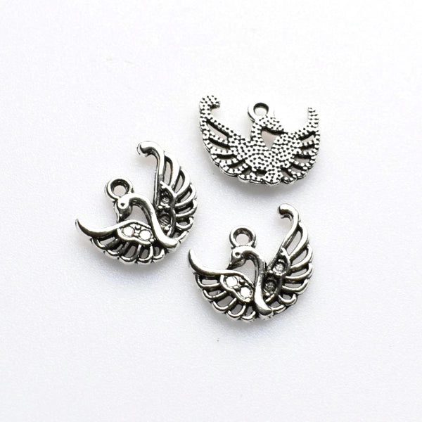 30PCS Swan Charms,Antique Silver Tone-RS768