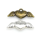 10PCS Heart Wing Charms,Friend Pendnats 2 Colors Available Double Sided-RS535