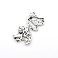 8PCS Wolf Head Charms,Antique Silver Tone-RS607