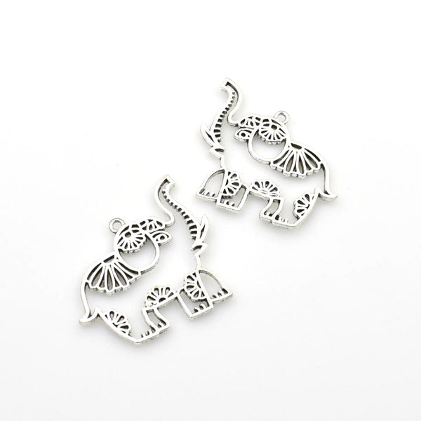 5PCS Elephant Frame Charms,Antique Silver Tone Double Sided-RS566