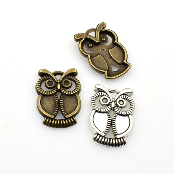 15PCS Owl Charms,2 Colors Available-RS124