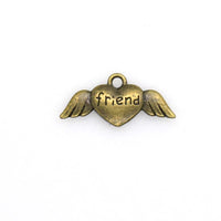 10PCS Heart Wing Charms,Friend Pendnats 2 Colors Available Double Sided-RS535