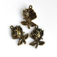 15PCS Detailed Rose Flower Charms,3 Colors Available-RS1217