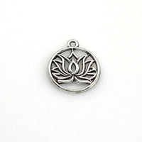 20PCS Round Lotus Charms,Antique Silver Tone-RS1113