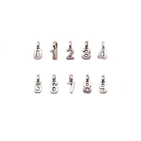 10PCS Number Charms 0-9,Antique Silver Tone-RS1202