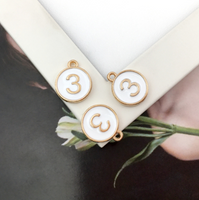 10PCS Number Charms 0-9,White Enamel Charms Double Sided-RS1225