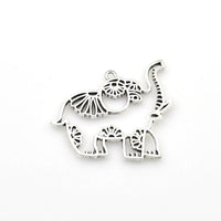 5PCS Elephant Frame Charms,Antique Silver Tone Double Sided-RS566