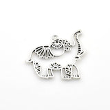 5PCS Elephant Frame Charms,Antique Silver Tone Double Sided-RS566