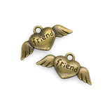 10PCS Heart Wing Charms,Friend Pendnats 2 Colors Available Double Sided-RS535