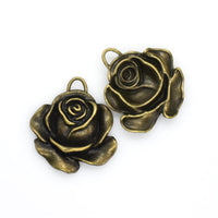 8PCS Detailed Rose Charms,2 Colors Available-RS856