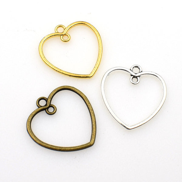 25PCS Heart Connector Charms,3 Colors Available-RS1170