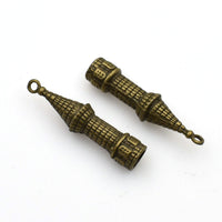 4PCS High Castle Charms,Antique Bronze Tone 3D-RS664