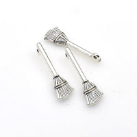 25PCS Broom Charms,Antique Silver Tone 3D-RS1132