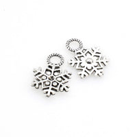 25PCS Snowflake Charms,Antique Silver Tone Big Loop-RS719