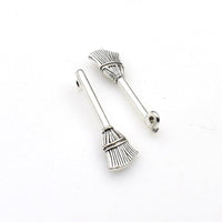 25PCS Broom Charms,Antique Silver Tone 3D-RS1132