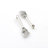 25PCS Broom Charms,Antique Silver Tone 3D-RS1132