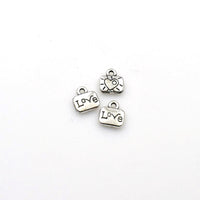 30PCS Heart Love Charms,Antique Silver Tone-RS544