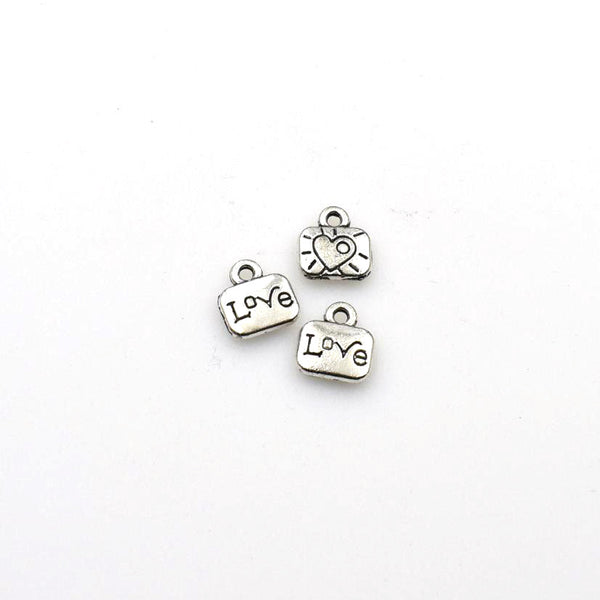 30PCS Heart Love Charms,Antique Silver Tone-RS544