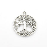 6PCS Big Round Tree Charms,Antique Silver Tone-RS1084