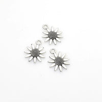 20PCS Sun Flower Charms,Antique Silver Tone 3D-RS796