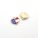 8PCS Enamel Heart American Flag Charms-RS1042