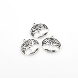 15PCS Round Tree Charms,Antique Silver Tone-RS911