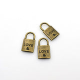 15PCS Lock Charms with Love Letters,2 Colors Available Double Sided-RS074