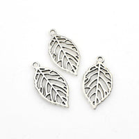 20PCS Leaf Charms,Antique Silver Tone Double Sided-RS037