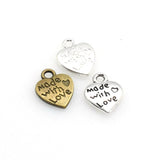 50PCS Little Love Heart Charms,Made With Love Double Sided,3 Colors Available-RS015