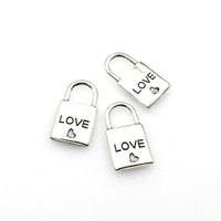 15PCS Lock Charms with Love Letters,2 Colors Available Double Sided-RS074